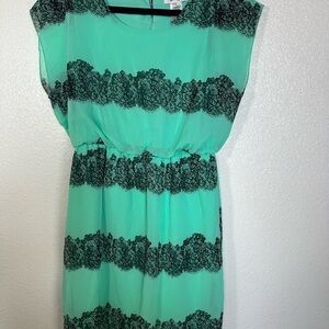 Sweet Storm Green Sundress Sleeveless Crew Neck